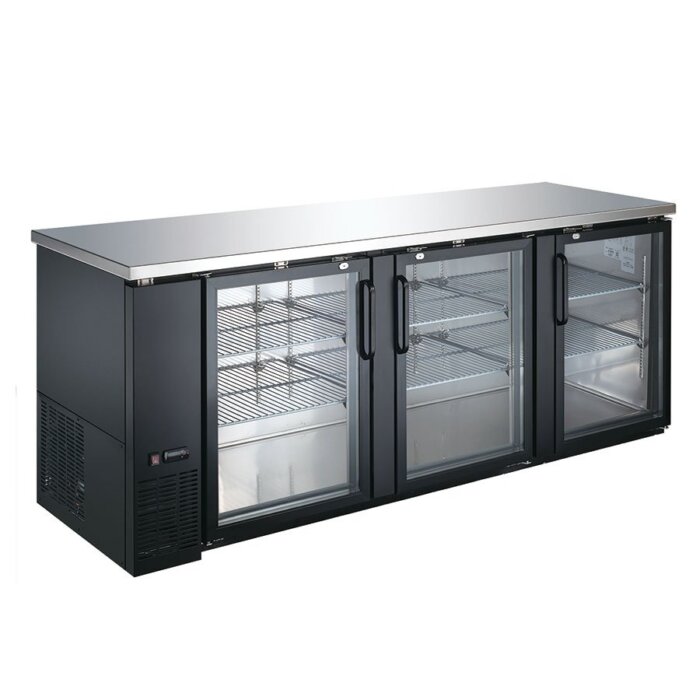 Kitchen Monkey KMBB-9028G 90" Back Bar Refrigerator - 32 Cu Ft