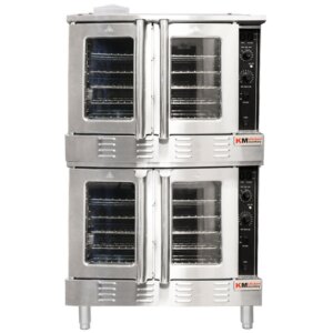 Kitchen Monkey KMCOF-108/NG Double Deck Full Size Natural Gas Convection Oven - 108,000 BTU