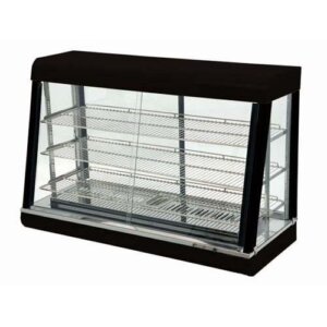 Kitchen Monkey KMHD-48 48" Self Service 3 Shelf Countertop Heated Display Warmer with Sliding Doors - 120V, 1500W