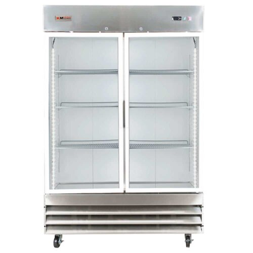 Kitchen Monkey KMRF-2D-G Glass Door Reach-In Refrigerator - 48 Cu Ft