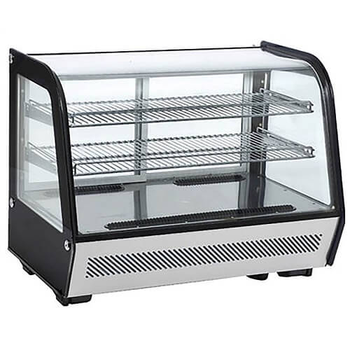 Kitchen Monkey KMRCTD-160 35" Curved Glass Refrigerated Countertop Bakery Display Case - 160 Liter, 5.2 Cu Ft