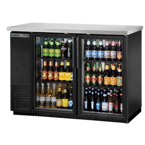True TBB-24-48G-HC-LD Back Bar Refrigerator 2 Glass Doors 24 inch Black