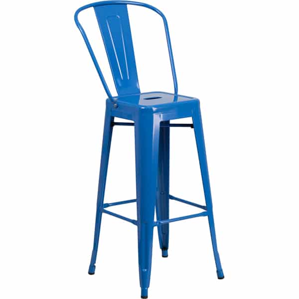 Flash Furniture CH-31320-30GB-BL-GG Commercial Grade 30\u0026quot; High Blue Metal Indoor-Outdoor Barstool ...
