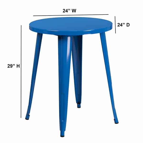 Flash Furniture CH-51080-29-BL-GG Commercial Grade 24" Round Blue Metal Indoor-Outdoor Table ...