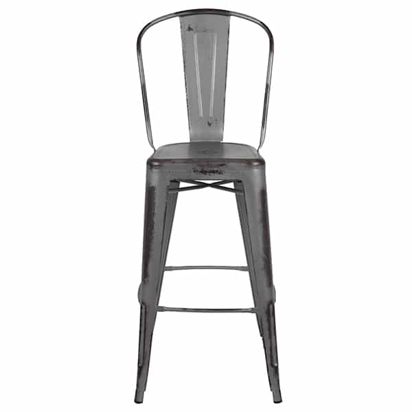 Flash Furniture Et 3534 30 Sil Gg, 30 Outdoor Metal Bar Stools With Backs