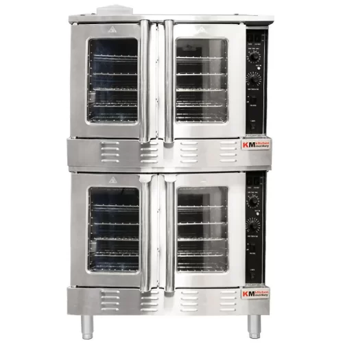 Commercial Gas Convection Oven Double Deck Full Size Natural Gas - 120,000 BTU Kitchen Monkey KMCOF-120NG
